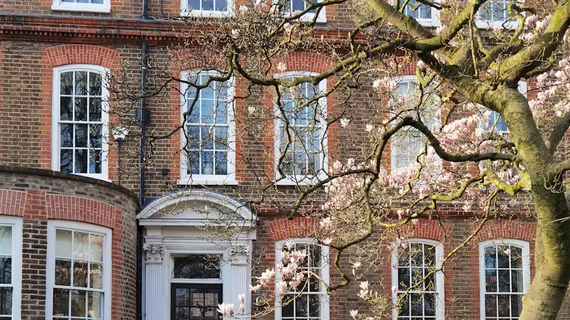 Georgian brick townhouse with sash windows