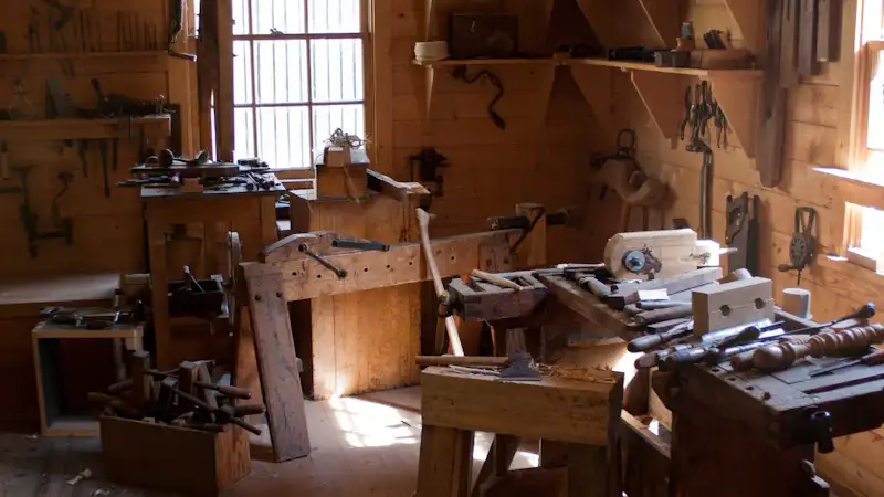 Workbench in a traditional joinery workshop